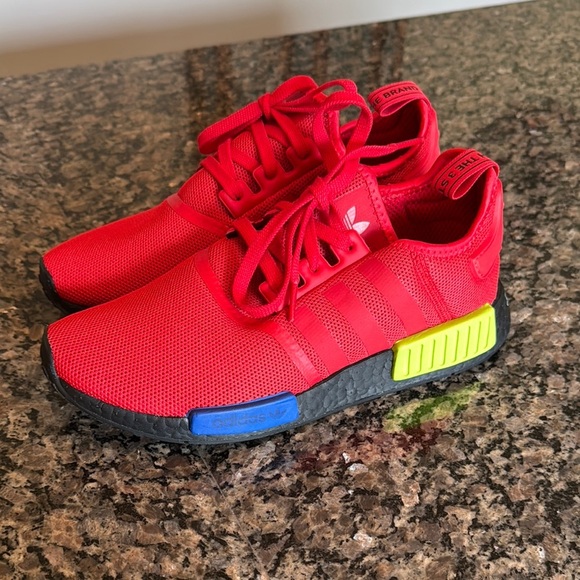 Adidas boost Red Sneakers Modern Athletic Design EUC 8 - Picture 1 of 16